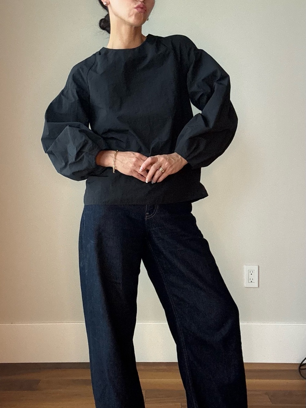 Black Puff Sleeve Blouse